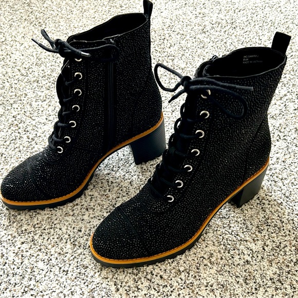 INC International Concepts Shoes - INC Womens Samira 2 Rhinestone Almond Toe Mid-Calf Boots Size: 9.5